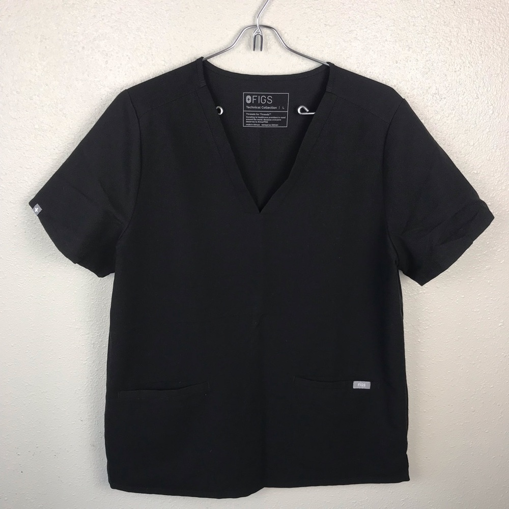 Figs Casma Three-Pocket Scrub Top - Black